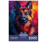 Rompecabezas para Adultos De 1000 Piezas German Shepherd Pop Art Portrait Rompecabezas para Adultos Juguete Decoración De Pared Mejora La Memoria Cumpleaños 52x38cm/1000pcs
