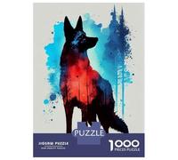 Rompecabezas para Adultos De 1000 Piezas German Shepherd Watercolor Rompecabezas Juego De Ingenio Regalos para Mujeres Cumpleaños Y Navidad 70x50cm/1000pcs