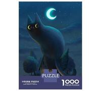 Rompecabezas para Adultos De 1000 Piezas Giant Night Cat Rompecabezas para Adultos Juguetes De Bricolaje Análisis Y Lógica Difícil Y Desafiante 52x38cm/1000pcs