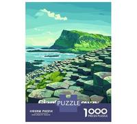 Rompecabezas para Adultos De 1000 Piezas Giants Causeway, Northern Ireland Illustration Rompecabezas para Adultos Juegos Relajantes Decoración del Hogar Desafío Educativo 70x50cm/1000pcs