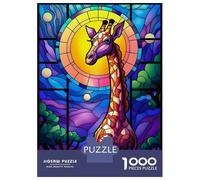 Rompecabezas para Adultos De 1000 Piezas Giraffe Colorful Stained Rompecabezas para Adultos Juegos Divertidos Difícil Difícil Regalos De Cumpleaños Y Únicos 38x26cm/1000pcs