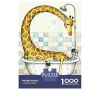 Rompecabezas Para Adultos De 1000 Piezas Giraffe Have Difficulty Taking A Bath Illustration Rompecabezas Para Adultos Juegos Relajantes Análisis Y Lógica Regalos Para Amigos Y Familiares 52x38cm/1000p