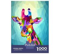 Rompecabezas para Adultos De 1000 Piezas Giraffe in Geometric Art Rompecabezas Antiestrés Juguetes Divertidos Y Humorísticos Actividades Divertidas En Casa, 38x26cm/1000pcs