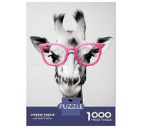 Rompecabezas para Adultos De 1000 Piezas Giraffe Pink Glasses Rompecabezas para Adultos Juguetes Antiestrés Regalos para Mujeres Juego Desafiante Regalos 52x38cm/1000pcs
