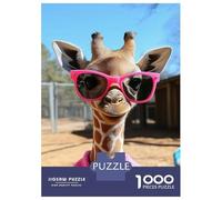 Rompecabezas para Adultos De 1000 Piezas Giraffe with Sunglasses and Sweater Rompecabezas para Adultos Juegos Relajantes Mejora La Memoria para Cumpleaños, Navidad 70x50cm/1000pcs