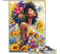 Rompecabezas para Adultos de 1000 Piezas Girasol, Mujer Africana, para Mayores de 14 años Cada Pieza es única Juego Divertido y desafiante para Toda la Familia (tamaño 50x75cm)