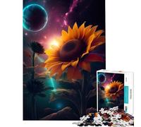 Rompecabezas para Adultos de 1000 Piezas Girasol Tierra Galaxia Juego Familiar Juego desafiante Juguetes Gran Regalo para los Amantes de los Juegos de Nivel difícil (Tamaño 50x75cm)