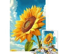 Rompecabezas para Adultos de 1000 Piezas Girasol Vibrante contra un Cielo Azul Diversión en casa Regalos para Mujeres Juego Familiar para Mayores de 14 años (50x75cm)