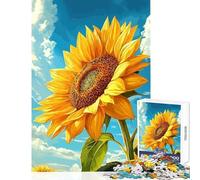 Rompecabezas para Adultos de 1000 Piezas Girasol Vibrante contra un Cielo Azul Juguetes de Bricolaje Regalos de Amigo Secreto Juego de ingenio Interesante Juego para Reducir el estrés tamaño 50x75cm