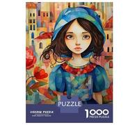 Rompecabezas para Adultos De 1000 Piezas Girl in Blue Hood Watercolor Painting Rompecabezas para Adolescentes Juego Práctico Decoración del Hogar 52x38cm/1000pcs