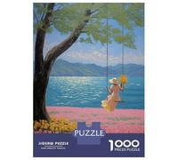 Rompecabezas para Adultos De 1000 Piezas Girl on Swing by The Lake Rompecabezas para Adolescentes Juego Familiar Carrera De Velocidad Manual Cumpleaños 70x50cm/1000pcs