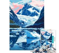 Rompecabezas para Adultos de 1000 Piezas Glaciar de Alaska Arte de la Naturaleza Juego Educativo desafío Juguete Juego práctico antiestrés Regalo Divertido (tamaño 38x52cm)