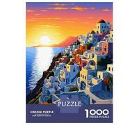 Rompecabezas para Adultos De 1000 Piezas Glow of Santorini Greece Rompecabezas para Adultos Juego De Ingenio Regalos para Mujeres 70x50cm/1000pcs