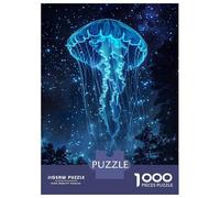 Rompecabezas para Adultos De 1000 Piezas Glowing Jellyfish in Starry Night Forest Rompecabezas para Adultos Juego De Ingenio Análisis Y Lógica Cumpleaños Y Navidad 70x50cm/1000pcs