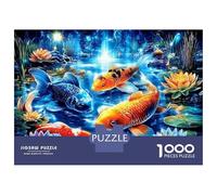 Rompecabezas para Adultos De 1000 Piezas Glowing Koi Fish Pond Rompecabezas para Adolescentes Juegos Relajantes Pero Divertidos Y Humorísticos Desafiantes De Completar 70x50cm/1000pcs
