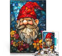 Rompecabezas para Adultos de 1000 Piezas Gnomo de vidrieras Juguetes de Entretenimiento Familiar Decoración hogar 75x50cm
