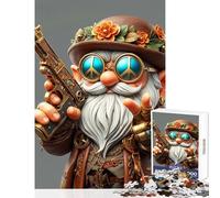 Rompecabezas para Adultos de 1000 Piezas Gnomo Pistolero Juguetes de decoración para el hogar Grandes Regalos y Juguetes Juego Familiar para Mejorar el Amor en Pareja tamaño 38x26cm