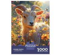 Rompecabezas para Adultos De 1000 Piezas Goat in A Flower Field Rompecabezas para Adultos Juegos Familiares Montaje De Patrones Cumpleaños Y Navidad 70x50cm/1000pcs
