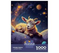 Rompecabezas para Adultos De 1000 Piezas Goat Kid Lying Space Rompecabezas para Adultos Juguetes Antiestrés Decoración Actividades Divertidas En Casa 38x26cm/1000pcs