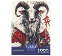 Rompecabezas para Adultos De 1000 Piezas Goat Santa Claus Painting Rompecabezas para Adultos Juego Familiar Divertido Y Humorístico Cumpleaños Y Navidad 52x38cm/1000pcs