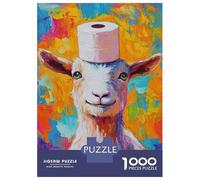 Rompecabezas para Adultos De 1000 Piezas Goat with Toilet Paper Hat Rompecabezas para Adultos Juego De Ingenio Regalo De Cumpleaños Desafío Educativo 38x26cm/1000pcs