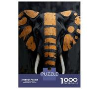 Rompecabezas para Adultos De 1000 Piezas Gold & Black Elephant Painting Rompecabezas para Adultos Juego Práctico Corte De Precisión 52x38cm/1000pcs