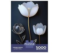Rompecabezas para Adultos De 1000 Piezas Gold & White Flower Wall Decor Rompecabezas para Adolescentes Juego Práctico Decoración del Hogar 52x38cm/1000pcs