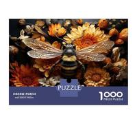 Rompecabezas para Adultos De 1000 Piezas Golden Bee with Flowers Rompecabezas para Adultos Juguetes Antiestrés Mejora La Memoria Oferta como Regalo para Toda La Familia 70x50cm/1000pcs