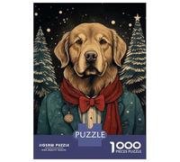 Rompecabezas para Adultos De 1000 Piezas Golden Dog Christmas Rompecabezas para Adultos Juego Práctico Corte De Precisión 70x50cm/1000pcs