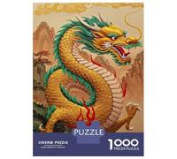 Rompecabezas para Adultos De 1000 Piezas Golden Dragon Painting with Mountain Backdrop Rompecabezas para Adultos Juguetes Antiestrés Decoración Actividades Divertidas En Casa 70x50cm/1000pcs