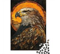 Rompecabezas para Adultos De 1000 Piezas Golden Eagle Stained Glass Panel Rompecabezas para Adultos Juguetes Antiestrés Regalos para Mujeres Juego Desafiante Regalos 38x26cm/1000pcs