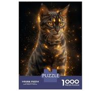 Rompecabezas para Adultos De 1000 Piezas Golden Glow Bengal Cat - Mystical Feline Art - Enchanted Cat Portrait Rompecabezas para Adultos Juguetes Antiestrés Decoración Actividades Divertidas