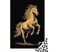 Rompecabezas para Adultos De 1000 Piezas Golden Horse Illustration Rompecabezas para Adultos Juguete Decoración De Pared Difícil Regalos para Amigos Y Familiares 70x50cm/1000pcs