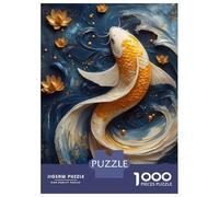 Rompecabezas para Adultos De 1000 Piezas Golden Koi Fish in Blue Waters Rompecabezas para Adultos Juguete Decoración De Pared Carrera De Velocidad Manual 38x26cm/1000pcs