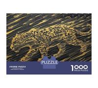 Rompecabezas para Adultos De 1000 Piezas Golden Leopard on Black Textured Background Rompecabezas Juegos Relajantes Decoración De Pared Oferta como Regalos para Toda La Familia 52x38cm/1000pcs