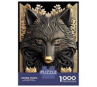Rompecabezas para Adultos De 1000 Piezas Golden Majesty Black Wolf Rompecabezas para Adultos Juego De Ingenio Regalos para Mujeres 38x26cm/1000pcs