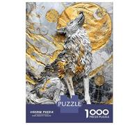 Rompecabezas para Adultos De 1000 Piezas Golden Moonlight Wolf Rompecabezas para Adultos Juego De Ingenio Regalos para Mujeres 70x50cm/1000pcs