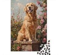 Rompecabezas para Adultos De 1000 Piezas Golden Retriever Garden Statue-1 Rompecabezas para Adultos Juego Práctico Corte De Precisión 70x50cm/1000pcs