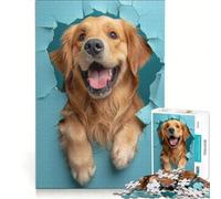 Rompecabezas para Adultos de 1000 Piezas Golden Retriever Joy, Juguetes para armar, desafiante para completar, colección de Artistas, Bellas Artes 38x52cm