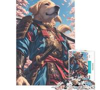 Rompecabezas para Adultos de 1000 Piezas Golden Retriever Samurai para cumpleaños Navidad decoración del hogar Juego Familiar para Mayores de 14 años 38x52cm