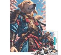 Rompecabezas para Adultos de 1000 Piezas Golden Retriever Samurai para cumpleaños Navidad decoración del hogar Juego Familiar para Mayores de 14 años 50x75cm