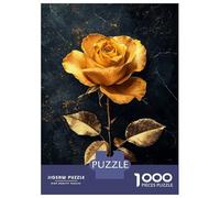 Rompecabezas para Adultos De 1000 Piezas Golden Rose on Black Rompecabezas para Adultos Juego De Ingenio Regalo De Cumpleaños Desafío Educativo 70x50cm/1000pcs