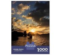 Rompecabezas para Adultos De 1000 Piezas Golden Sunset Over Water and Trees Rompecabezas para Adultos Juegos De Relajación Regalo De Cumpleaños Regalos para Reducir El Estrés 70x50cm/1000pcs