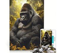 Rompecabezas para Adultos de 1000 Piezas Gorila en la Jungla al Amanecer - Fotografía de Vida Salvaje, Juguetes para armar, Reto para completar, Colección de Artistas, Bellas Artes 38x52cm