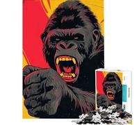 Rompecabezas para Adultos de 1000 Piezas Gorila Enojado Rompecabezas de 1000 Piezas Juguete Decoración de Pared cumpleaños (38x52cm)