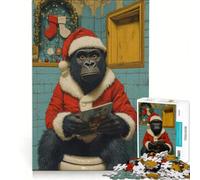 Rompecabezas para Adultos de 1000 Piezas Gorila Papá Noel en el baño, Navidad, Juguete Educativo, para Pasar el Tiempo en casa, Regalo de cumpleaños, Regalos 38x52cm