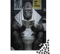 Rompecabezas para Adultos De 1000 Piezas Gorilla Reading How to Be Human Rompecabezas DIY Juguetes Divertidos Y Humorísticos Cumpleaños Y Navidad 38x26cm/1000pcs