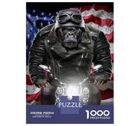 Rompecabezas para Adultos De 1000 Piezas Gorilla Riding Motorcycle Rompecabezas para Adultos Juegos De Relajación Desafío Difícil Juego Desafiante Regalos 70x50cm/1000pcs
