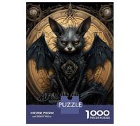 Rompecabezas para Adultos De 1000 Piezas Gothic Bat Cat Fantasy Art Print Rompecabezas para Adultos Juegos De Relajación Decoración De Pared Desafío Educativo 70x50cm/1000pcs
