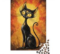 Rompecabezas para Adultos De 1000 Piezas Gothic Black Cat Art Print Rompecabezas para Adultos Juguetes Antiestrés Regalos para Mujeres Juego Desafiante Regalos 70x50cm/1000pcs